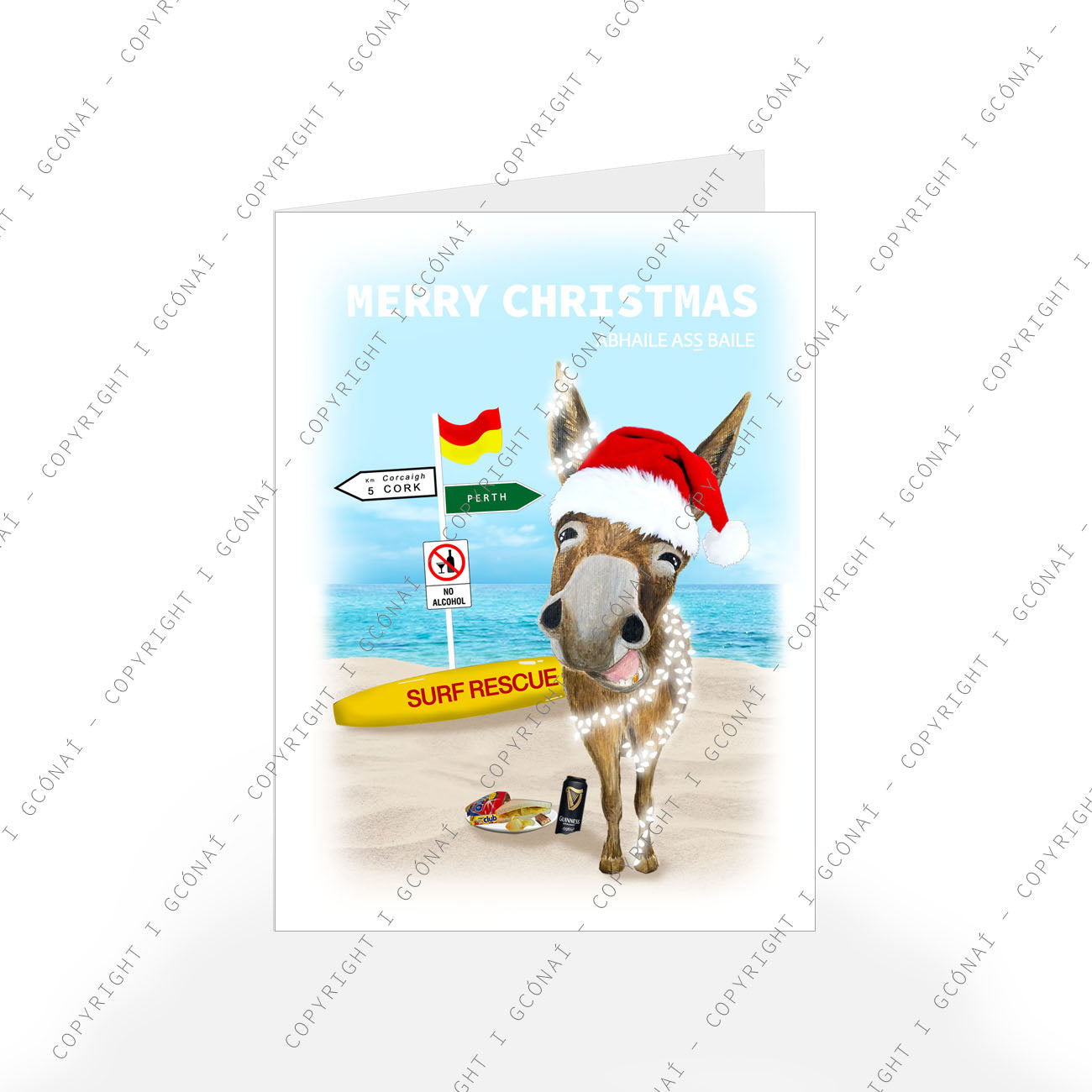 Irish Donkey Abroad Christmas Card