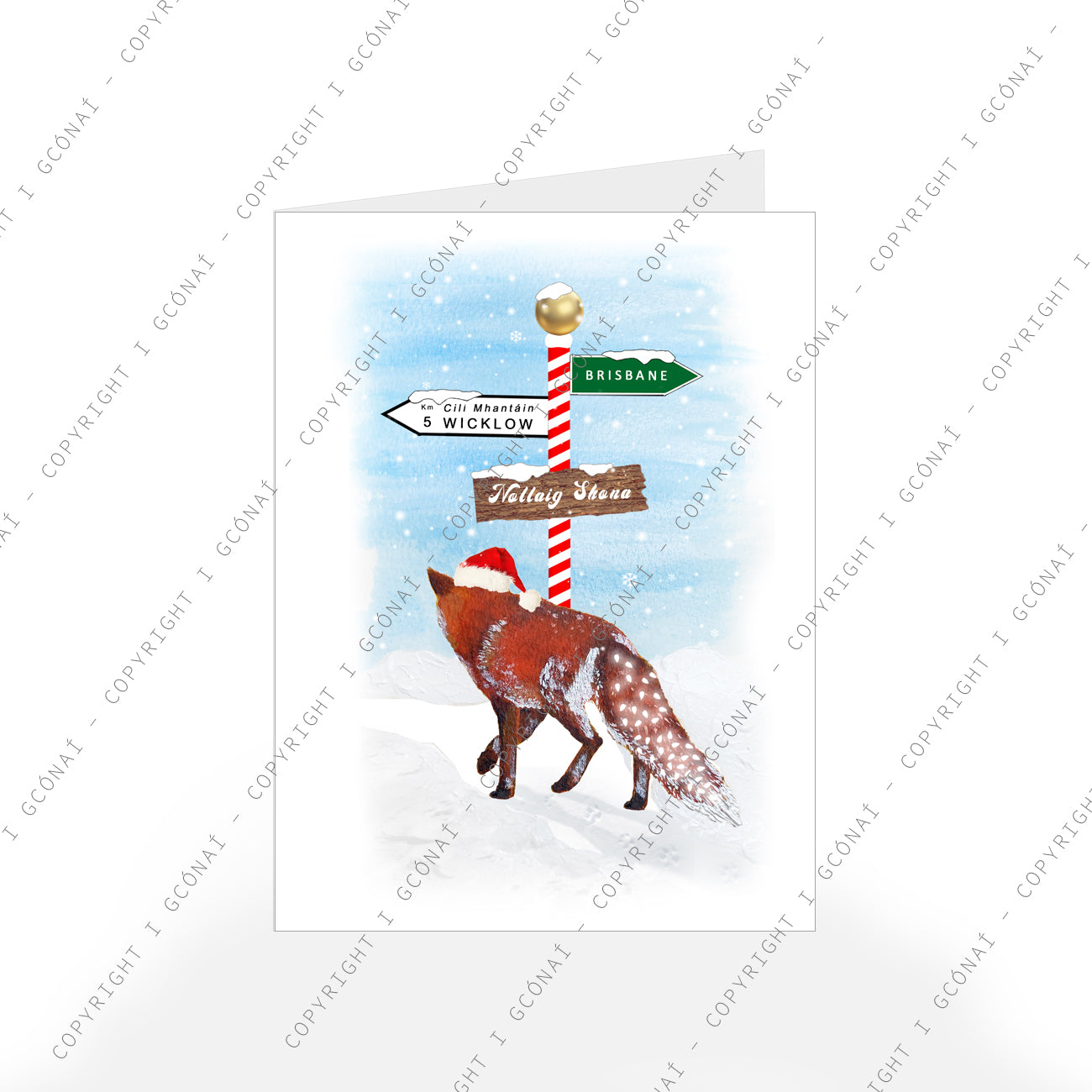 Irish Red Fox Christmas Card