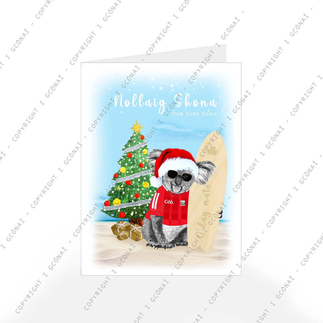 Irish Koala Surf Board Christmas Card