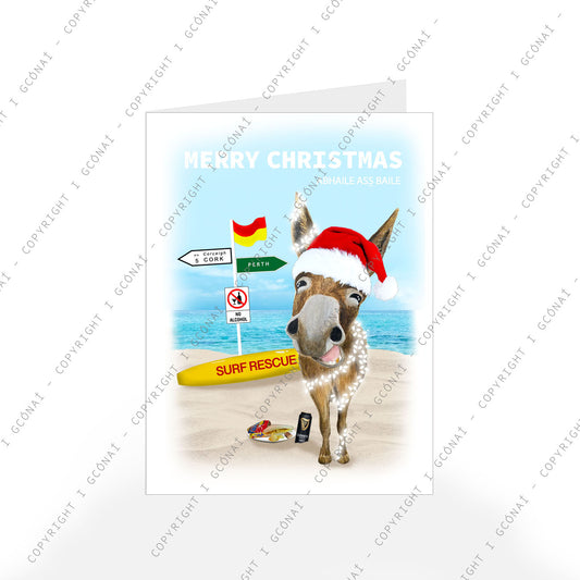 Irish Donkey Abroad Christmas Card