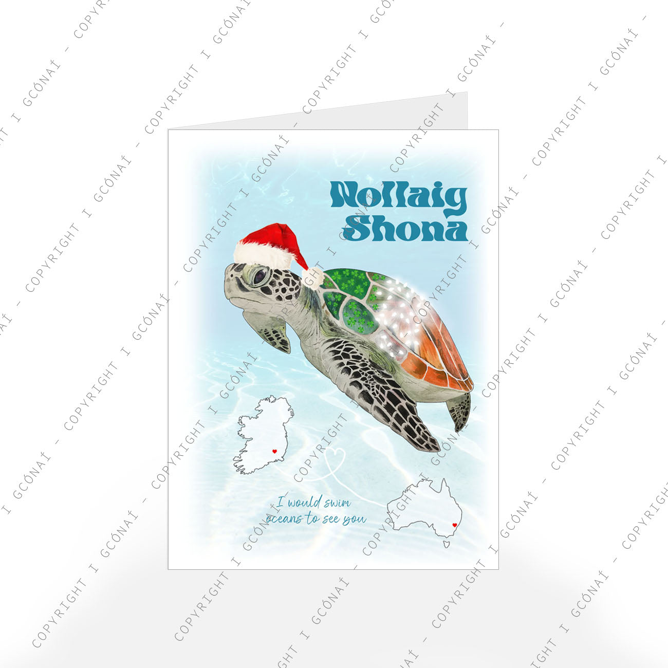 Irish Flag Turtle Christmas Card